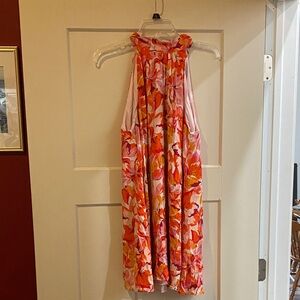 Floral Sleeveless Jumpsuit - Pink and Orange